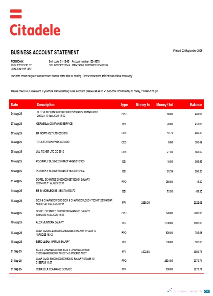 Download Citadele enterprise account statement Word and PDF template (1) Photoshop template
